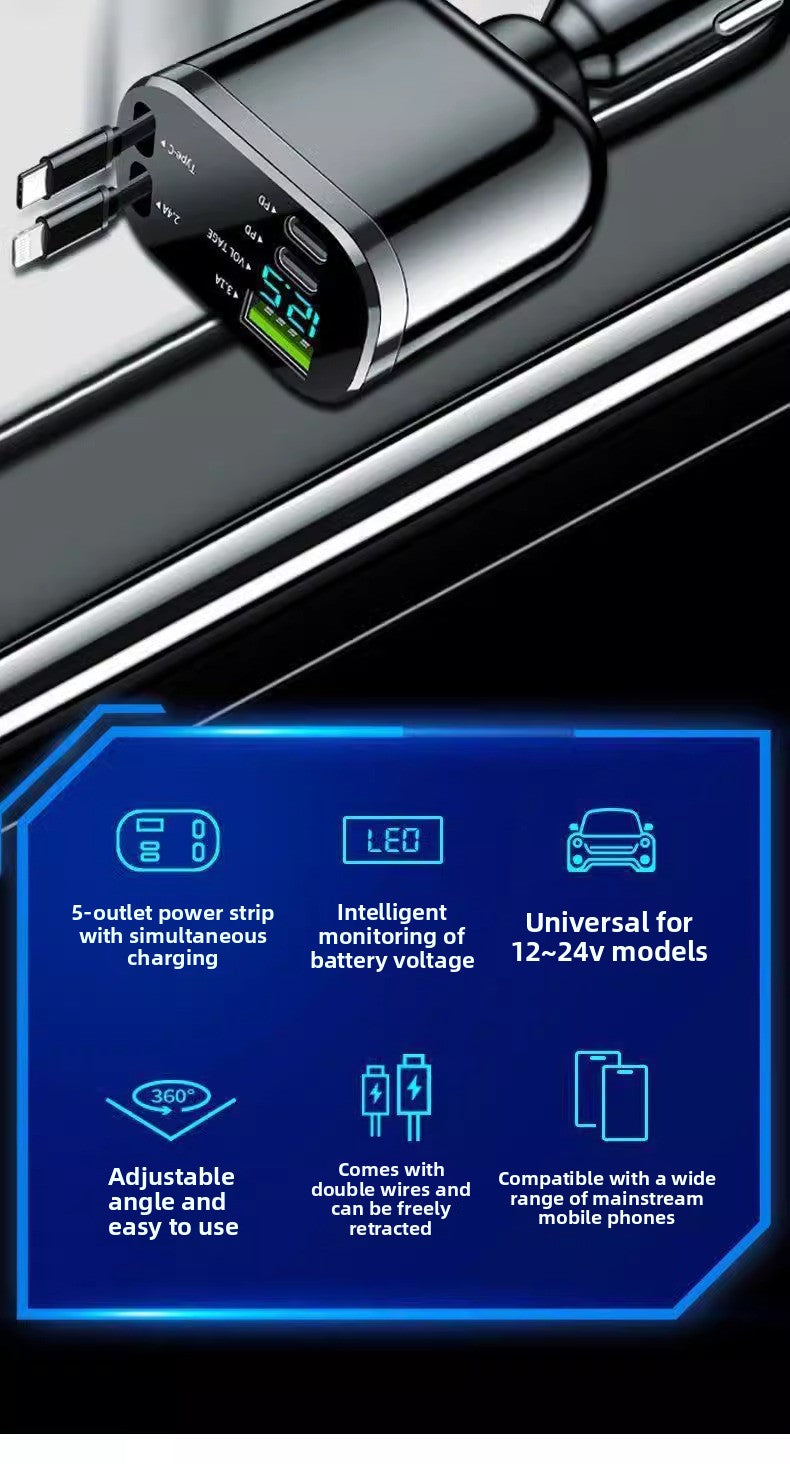 Fast Car Charger 120W With Cable - Type-C And Apple