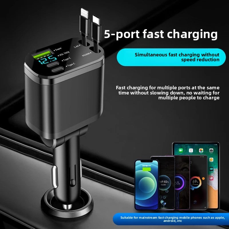 Fast Car Charger 120W With Cable - Type-C And Apple