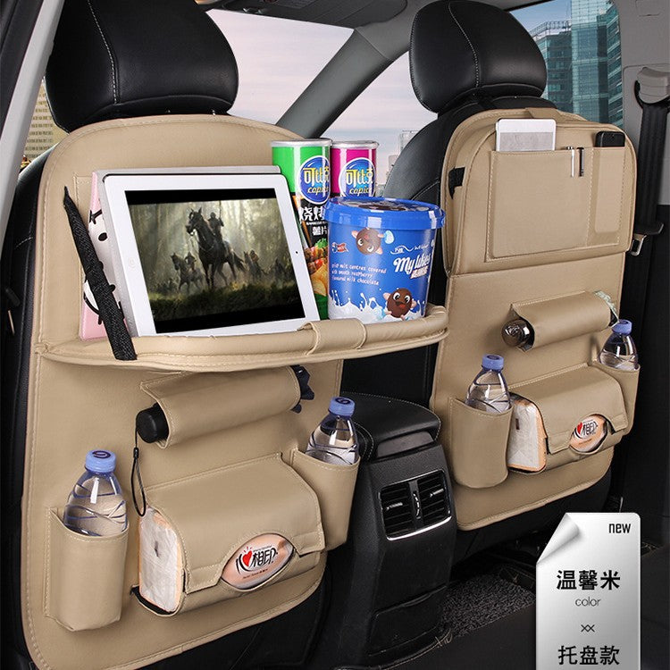 Leather Car Seat Back Storage Bag