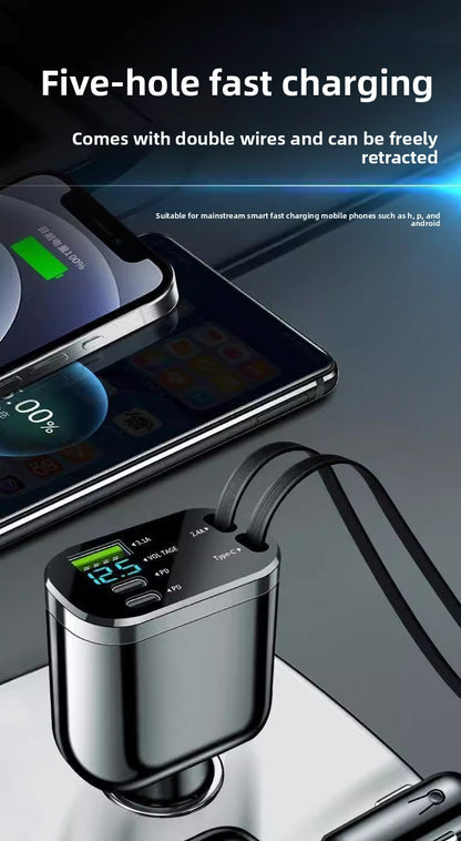 Fast Car Charger 120W With Cable - Type-C And Apple