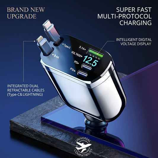 Fast Car Charger 120W With Cable - Type-C And Apple