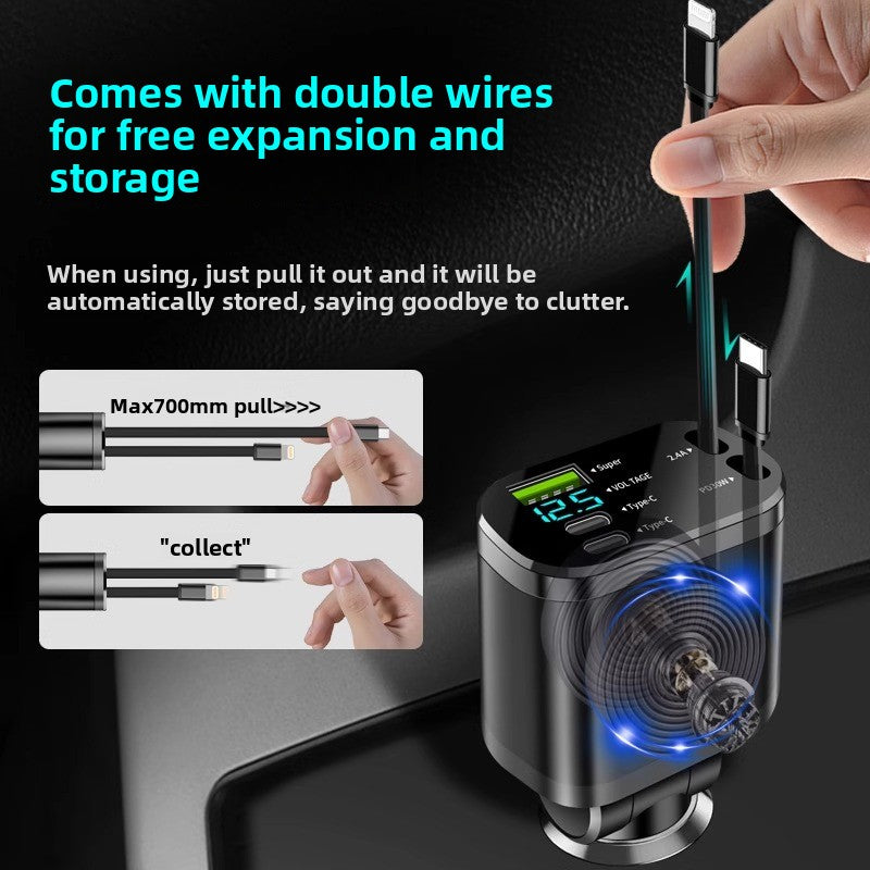 Fast Car Charger 120W With Cable - Type-C And Apple